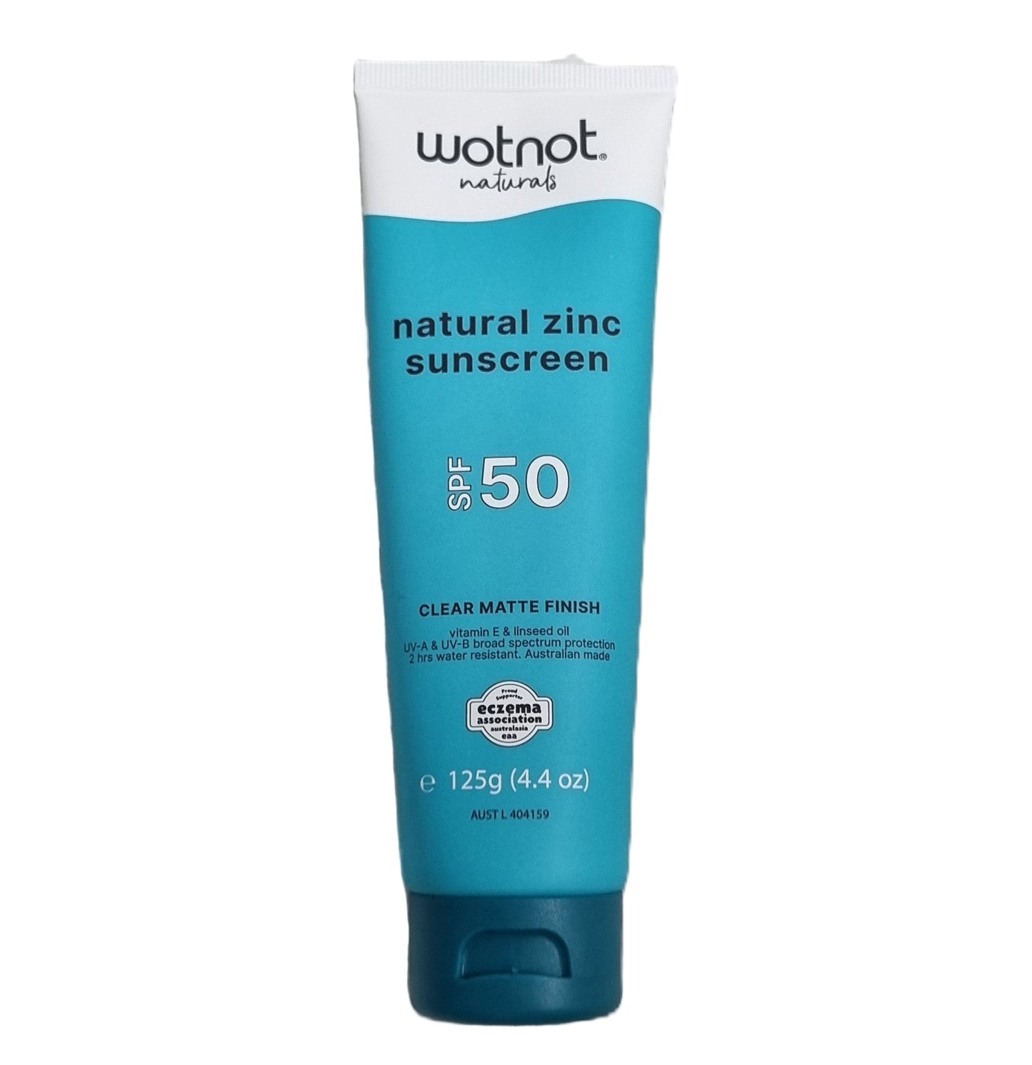Wotnot natural zinc sunscreen SPF 50 on a white background