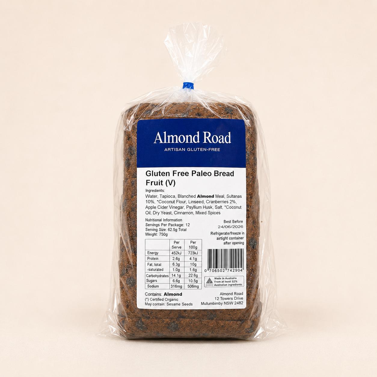 Gluten Free Paleo Fruit Bread Toast | Almond Road | Sunshine Coast Gluten Free Bread
