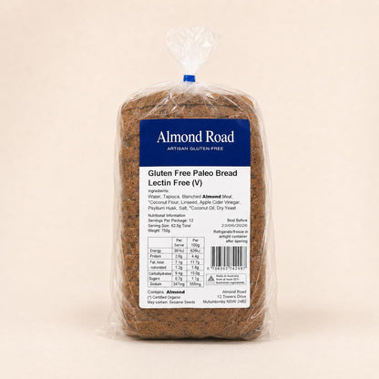 Almond Road Gluten Free Bread | Paleo Lectin Free Sunshine Coast GLuten Free bread