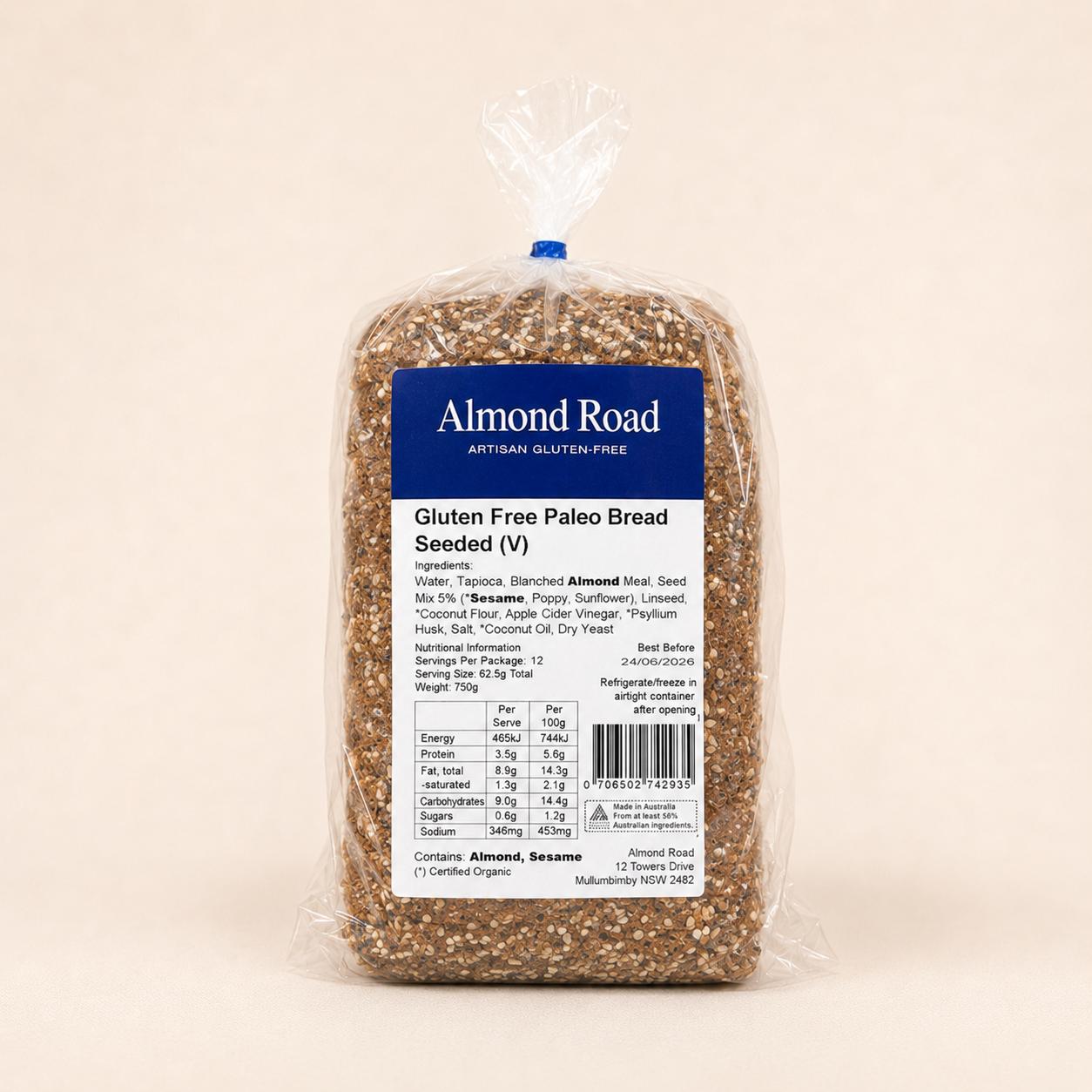 Almond Road Gluten Free Seeded Paleo Bread