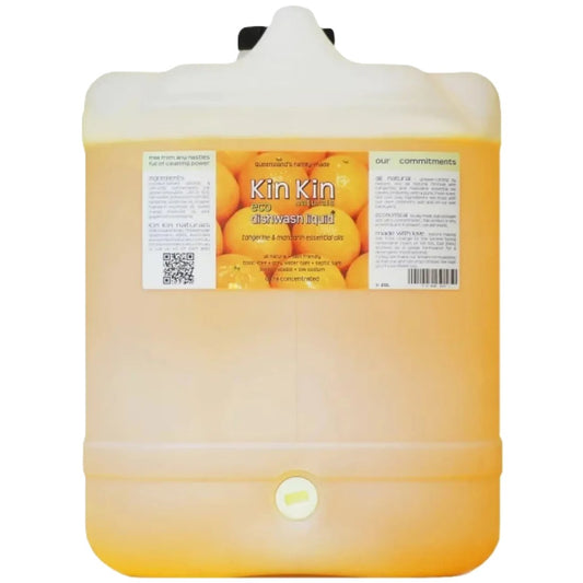 20L container of Kin Kin Naturals eco dishwash liquid for Refills in store on a white background