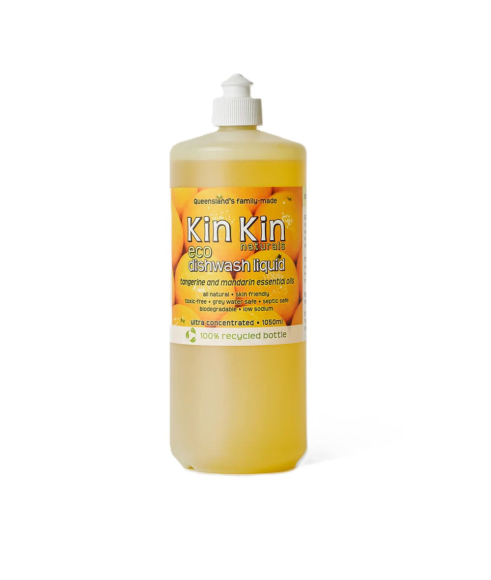 1050ml Bottle of Kin Kin Naturals  Tangerine and Mardarin dishwashing liquid | Low Tox Dishwashing Liquid | Grey Water and Septic Safe