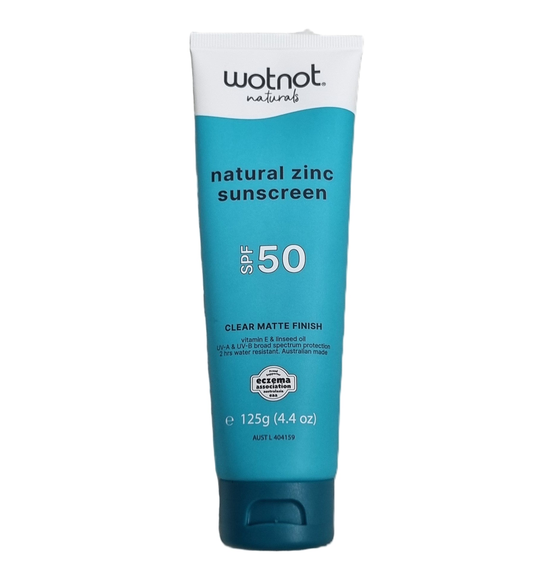 Wotnot natural zinc sunscreen SPF 50 on a white background