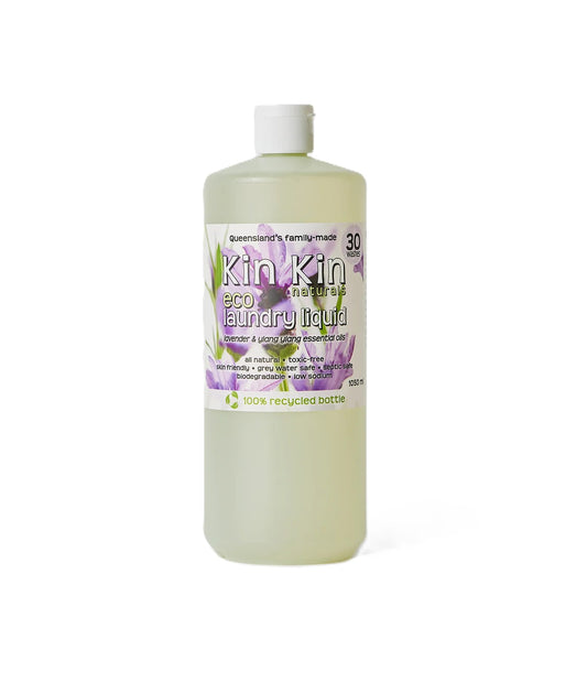 1050ml Bottle of Kin Kin Naturals eco laundry liquid on a white background